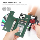 Crossbody Wallet Case For Iphone 15 With Rfid Blocking Card Slot Holder, Magnetic Flip Folio Purse Case, Pu Leather Zipper Handbag With Detachable Lanyard Strap 6.1 Inch 5G (Green)