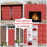 3 Pieces Red Brick Tablecloth Plastic Brick Wrapping Paper Stone Wall Backdrop For Christmas Party Decorations Fireplaces Curtains Door Wallpaper Photography Supplies