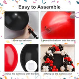 Red And Black Balloons,132Pcs Red Black And White Balloons Garland Arch Kit With Different Size For Birthday, Wedding, Graduation, Racing Car Poker Card Supplies Decorations