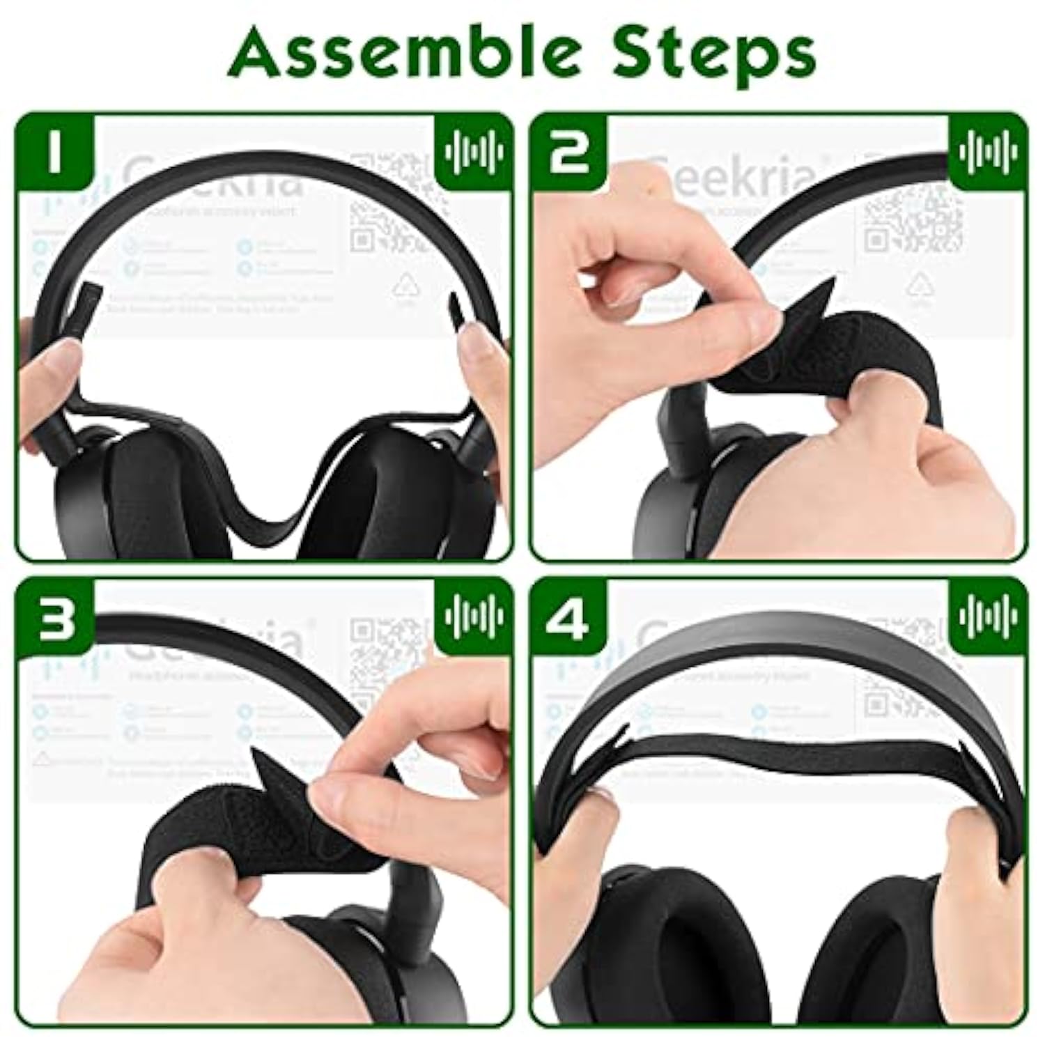 Geekria Flex Fabric Headband Pad Compatible with SteelSeries Arctis 5, Arctis 3 All-Platform Gaming Headphones, Replacement Band Repair Part (Black)