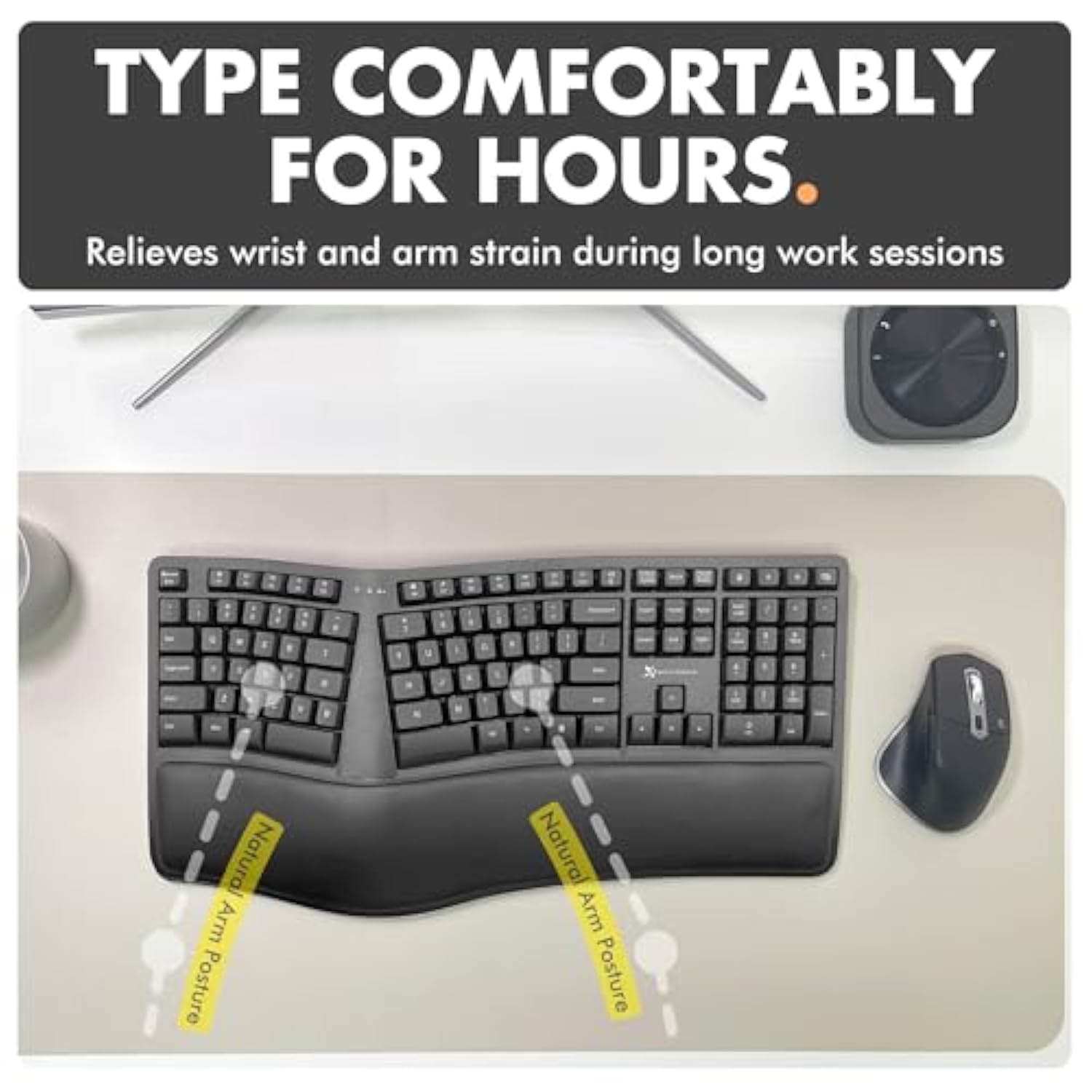 Ergonomic Keyboard Wireless - Your Comfort Matters - Full Size Rechargeable 2.