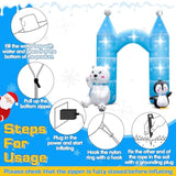 10Ft Christmas Penguin Polar Bear Inflatable Arch Outdoor Decoration Snowflake Castle Blow Up Yard Decorations With 7 Li