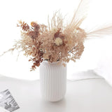Artificial Fall Pampas Grass Flowers Bouquet Boho Home Decor Fake Floral Arrangement For Wedding Party Table Room Leaf Fall For Vases Centerpieces Autumn Harvest Festival (Beige-A)
