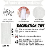 4 Pack White Fringe Curtain Backdrop, 3.2Ft X 9.8Ft Metallic Tinsel Foil Fringe Streamers Background For Photo Booth Birthday Wedding Baby Shower Carnival Easter Mother’S Day Party Decorations