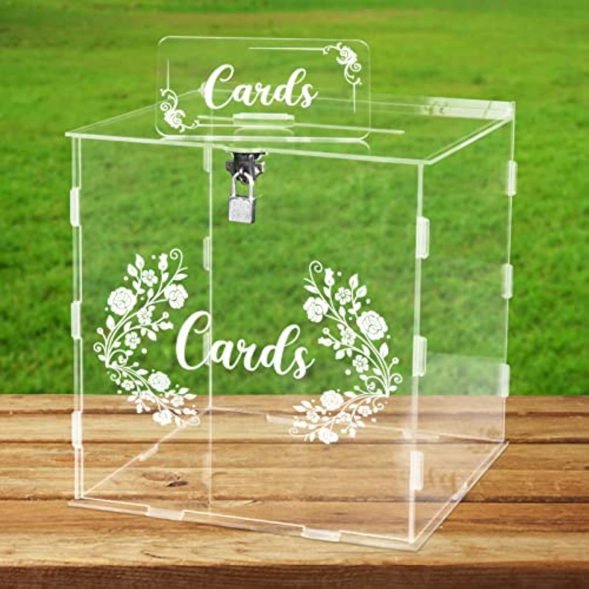 Acrylic Card Box With Lock Gift, Money Holder For Wedding Reception, Anniversary, Birthday & Graduation Decorations (Clear)