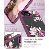 For Iphone 16E Case+Tempered Glass Screen Protector, [ Grade Protective] Slim Soft Tpu & Hard Pc,Girls Women Crystal Clear Flower Pattern Cover For Iphone Se 4Rd Gen 2025-Purple