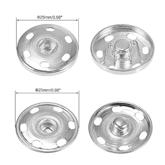 Snap Buttons, 25Mm Copper Sew-On Press Button Fastener For Leather Coa