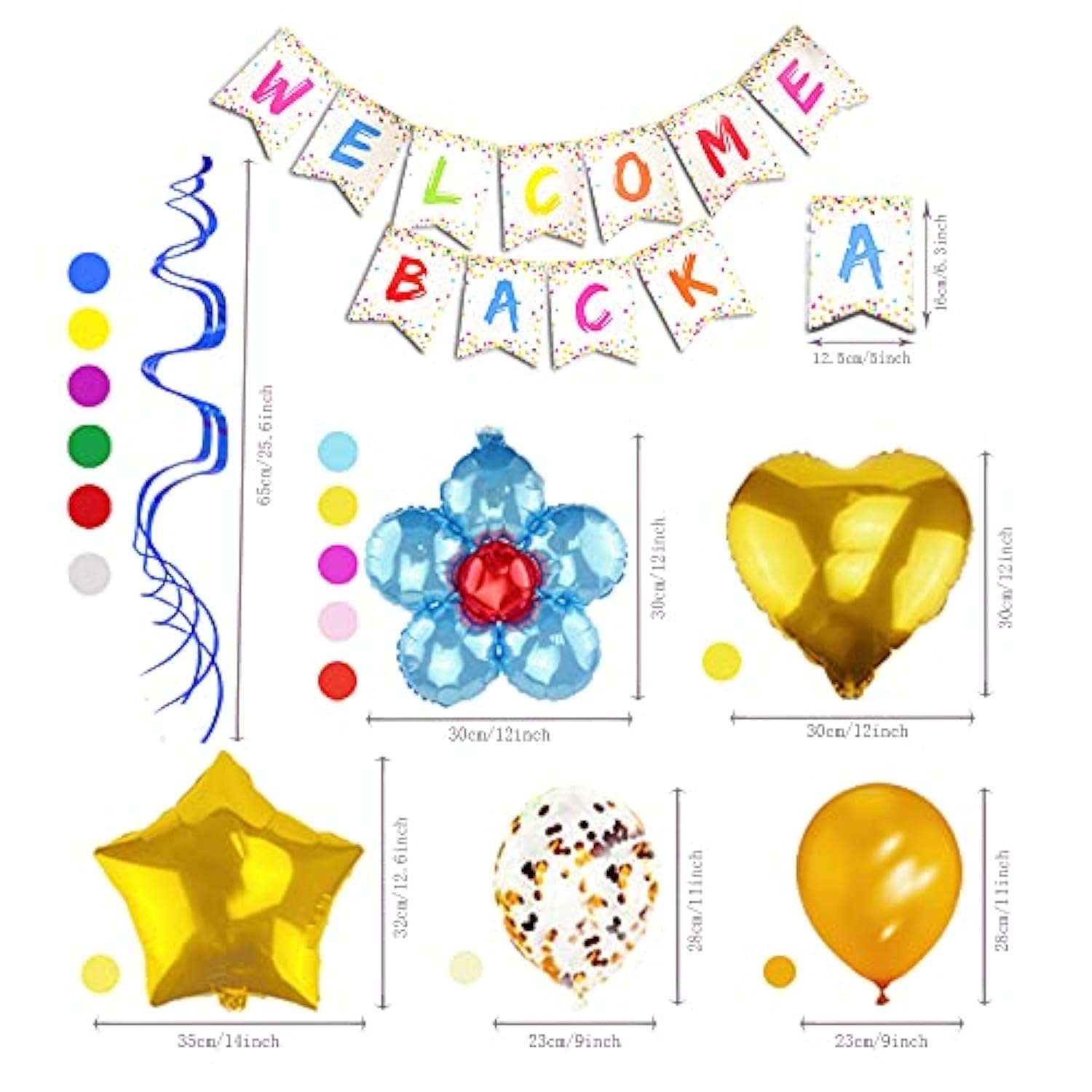 Welcome Back Banner Kit with Balloons & Swirls for Home, School & Office Decor