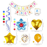 Welcome Back Banner Kit with Balloons & Swirls for Home, School & Office Decor