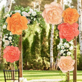 6 Pieces Large Paper Artificial Flowers 3D Crepe Tissue Flower Wall Decor For Wedding Birthday Bachelorette Bridal Shower Backdrop Table Centerpieces Party Supplies, Peach Pink, Ivory