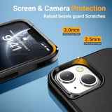 Heavy Duty Rugged Dual-Layer Black Case for iPhone 13, 14, and 15