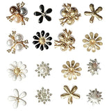 80 Pieces Flower Rhinestone Buttons Faux Pearl Buttons Flat Back For J