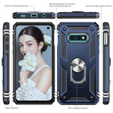 For Samsung S10E-Phone Case: Galaxy S10E Phone Case With Screen Protector And Camera Lens Protector, Heavy Duty Shockproof Cell Case Cover With Metal Magnetic Ring Holder Stand For S 10E, Blue