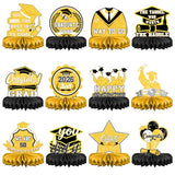 Class of 2026 Graduation Decorations, 12 Pack Black and Gold Honeycomb Centerpieces for Tables, Congrats Grad Table Centerpieces for School Graduation Party Supplies 2026