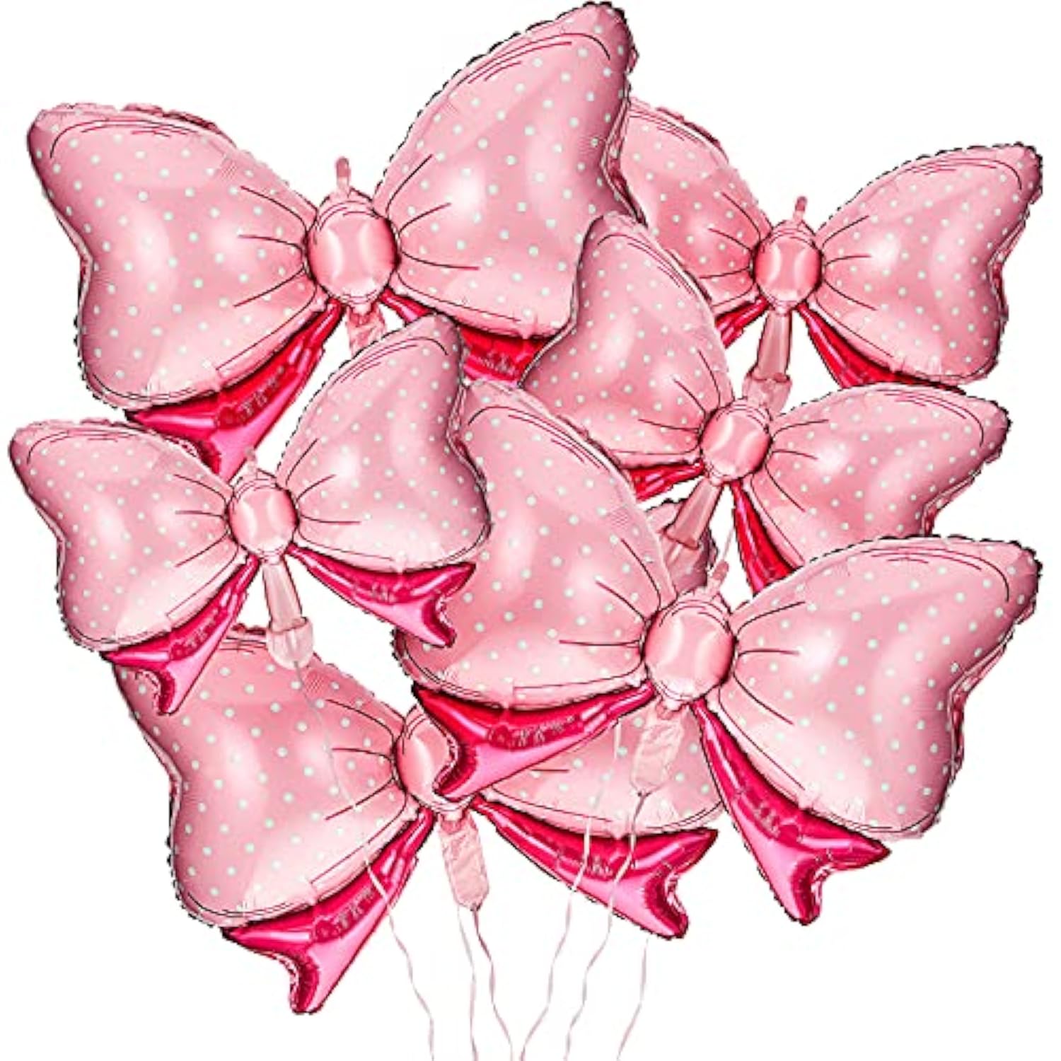 6 Pcs Pink Bow Balloon 35 Inch And 15 Inch Polka Dot Foil Balloons Pink Bow Decorations For Birthday Wedding Theme Party Decorations