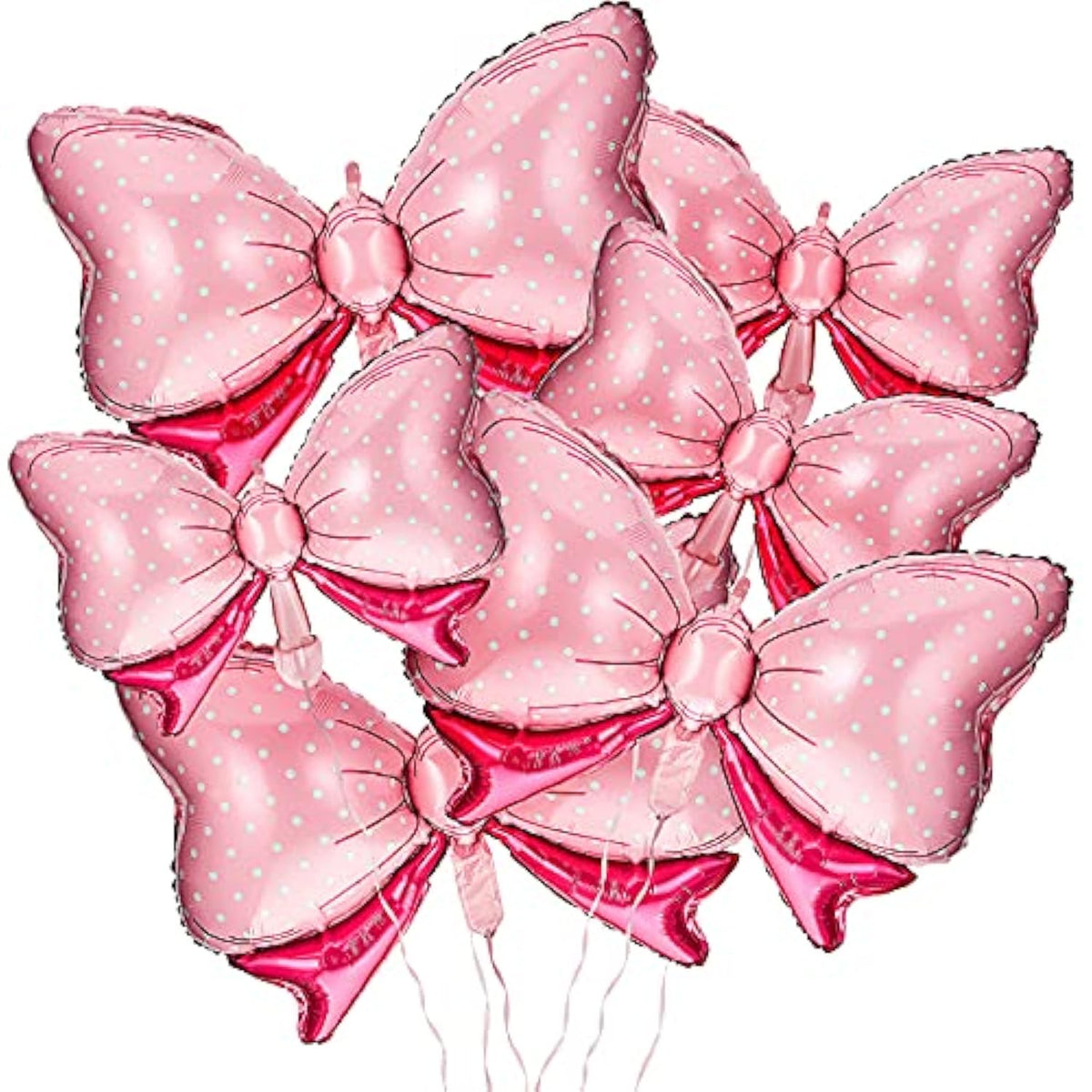 6 Pcs Pink Bow Balloon 35 Inch And 15 Inch Polka Dot Foil Balloons Pink Bow Decorations For Birthday Wedding Theme Party Decorations