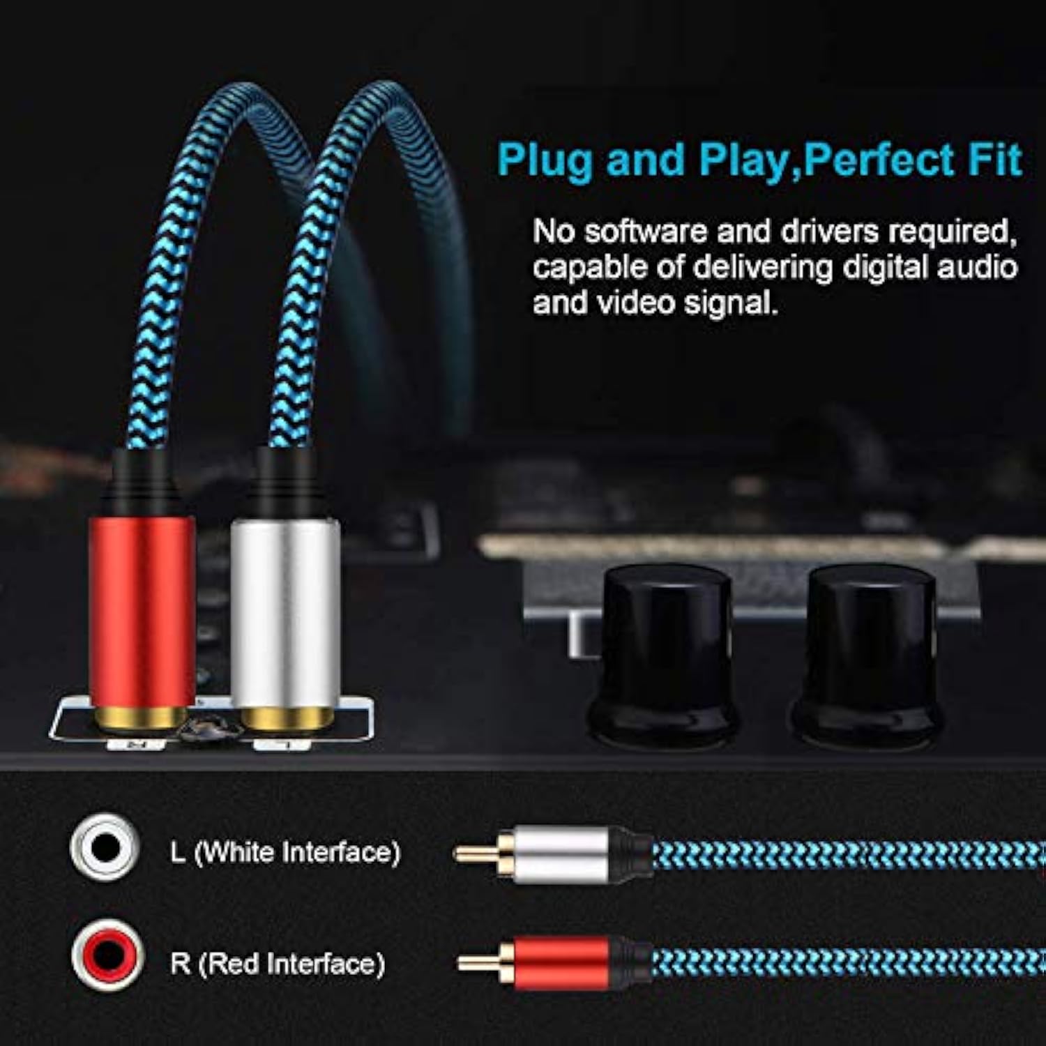 2Rca To 2Rca Cable 20 Ft Rca Cable 2Rca Male To 2Rca Male Stereo Audio Cable F