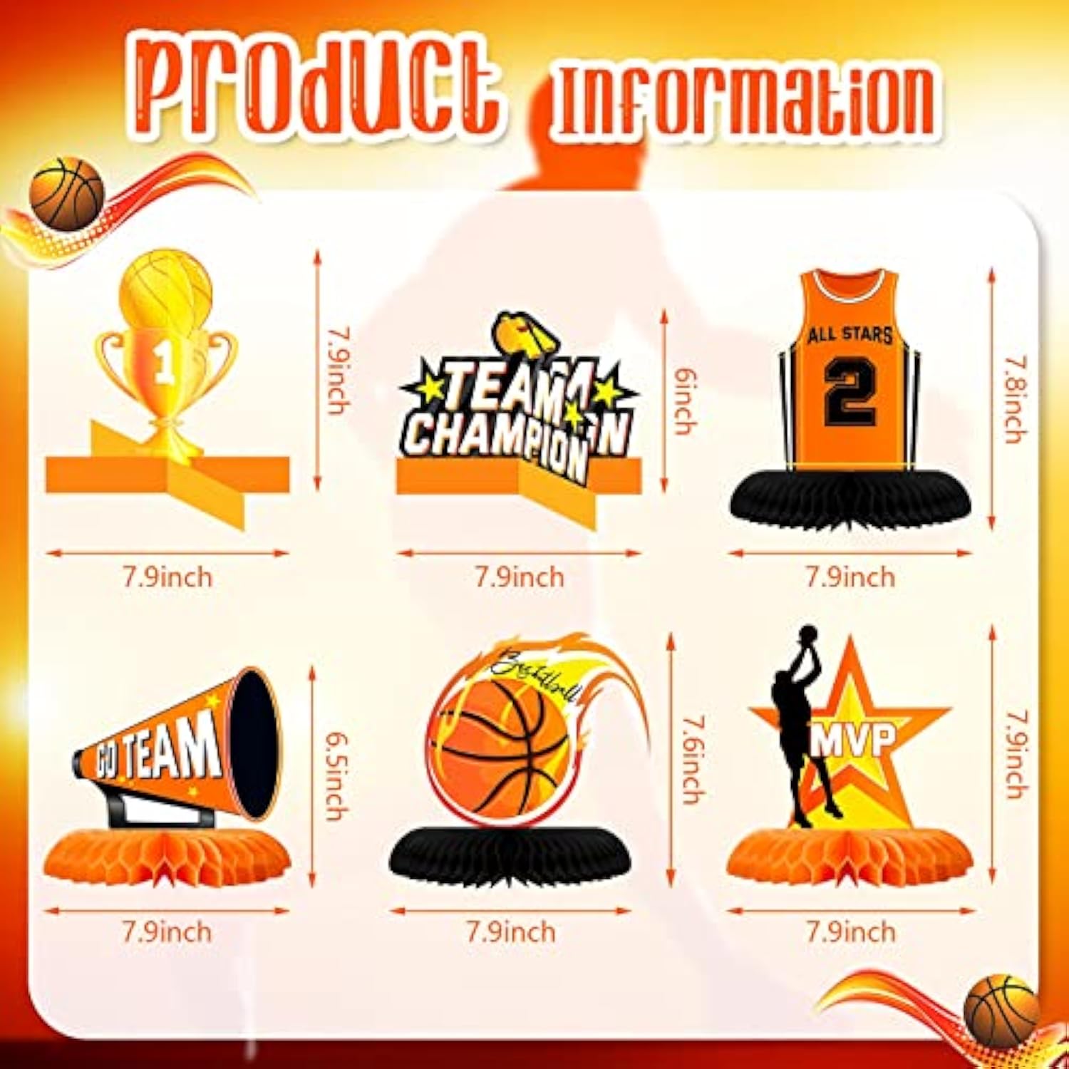 10 Pieces Basketball Birthday Decorations Basketball Table Centerpiece