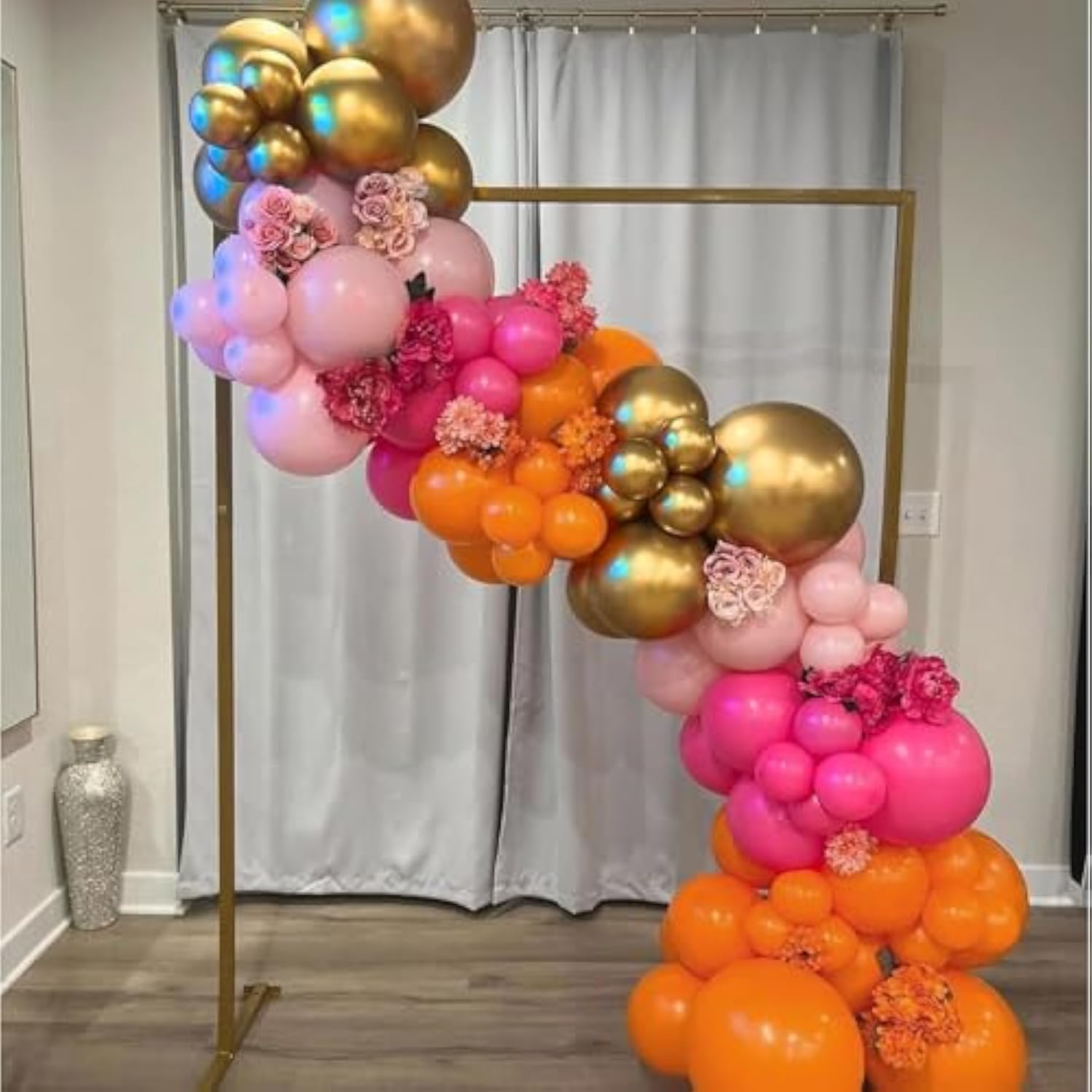 134Pcs Fall Balloon Arch Kit Pink Orange White Gold for Baby Shower Birthday Wedding