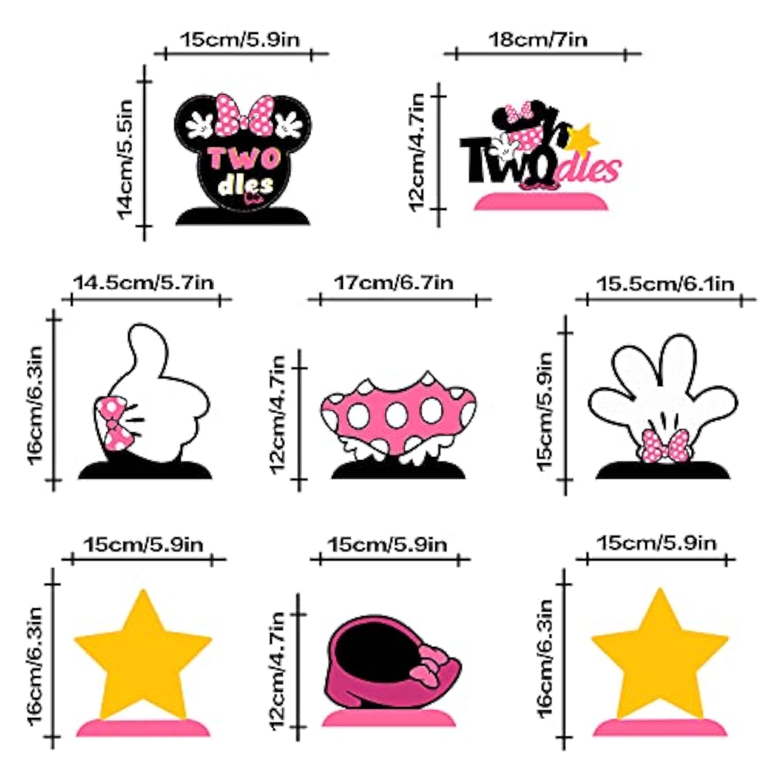 Oh Twodles Birthday Table Honeycomb Centerpieces - Cheers To Girls 2Nd Birthday Kids Two Years Old Mouse Themed Party Decorations Sign.