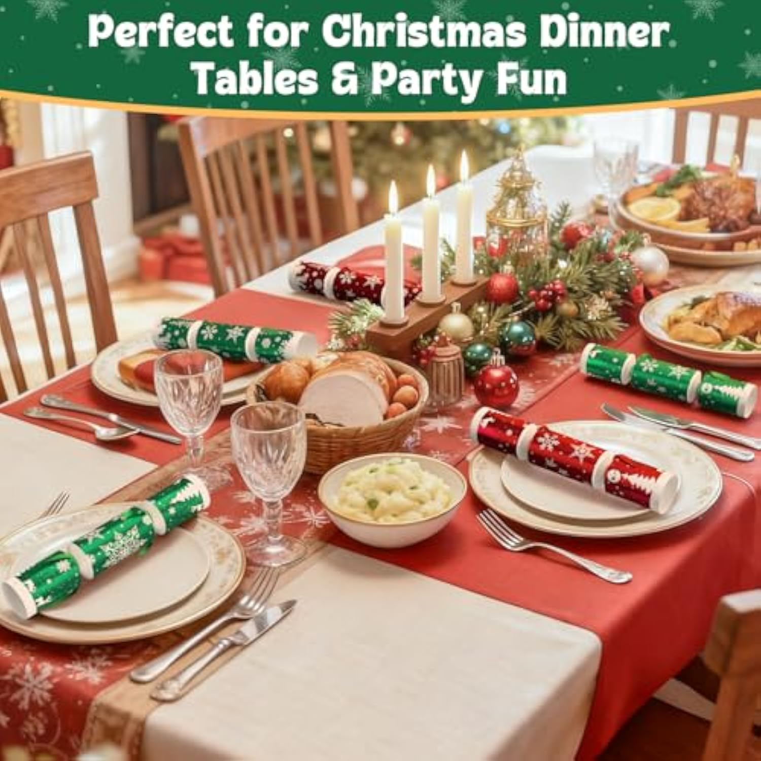 8pcs Christmas Party Favors Non-Snap Crackers Hats Jokes Toys Family Fun