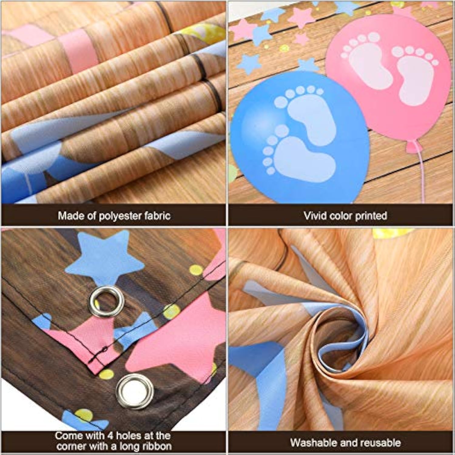 70.8×43.3″ Gender Reveal Backdrop – Pink & Blue “Boy or Girl” Banner
