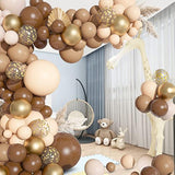 150Pcs Brown Balloons Garland Arch Kit, Different Size Brown Nude Boho Blush Tan Neutral Beige Gold Balloons For Woodland Bear Baby Shower Wedding Jungle Safari Birthday Party Decorations