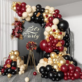 155pcs Burgundy Black Gold Balloon Arch Kit for Birthday Wedding Baby Shower Decor