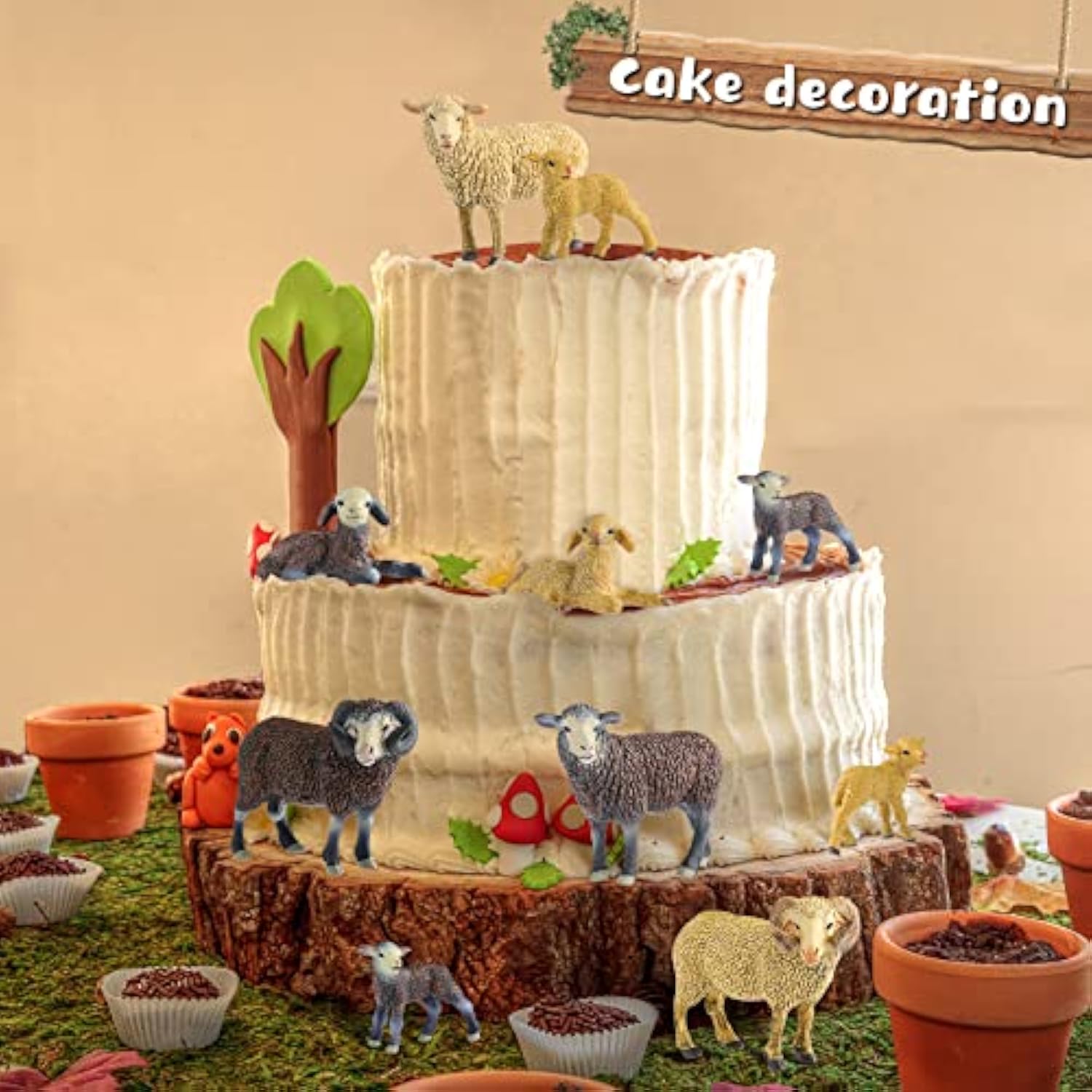 10 Pcs Sheep Toy Merino Sheep Figures Plastic Goat Figurine Mini Farm Lamb Figure Birthday Cake Toppers Animal Toys For Christmas Birthday Party Gift Decor