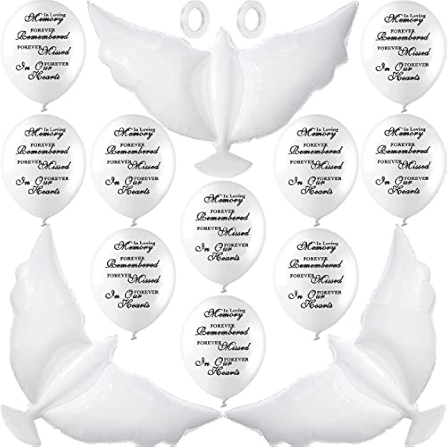 Dove Memorial Balloons To Release In Sky, Biodegradable Funeral Balloons Memorial Decorations For Celebration Of Life Party Happy Birthday In Heaven, 30 Memorial Balloons & 3 White Dove Balloons