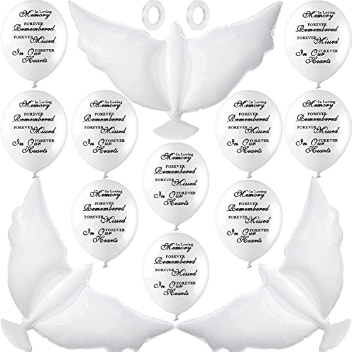 Dove Memorial Balloons To Release In Sky, Biodegradable Funeral Balloons Memorial Decorations For Celebration Of Life Party Happy Birthday In Heaven, 30 Memorial Balloons & 3 White Dove Balloons