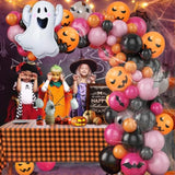 111Pc Halloween Balloon Arch Kit – Black Orange Hot Pink with Spider & Ghost