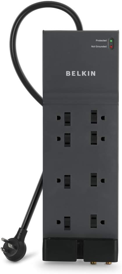 8 Outlet Surge Protector Power Strip 12FT Heavy Duty Cord 3550J Flat Plug