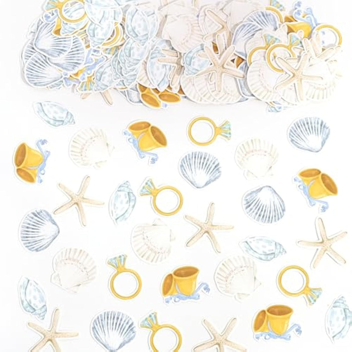 210 Pc Bells & Seashells Confetti Coastal Wedding, Bridal Shower, & Party Decor