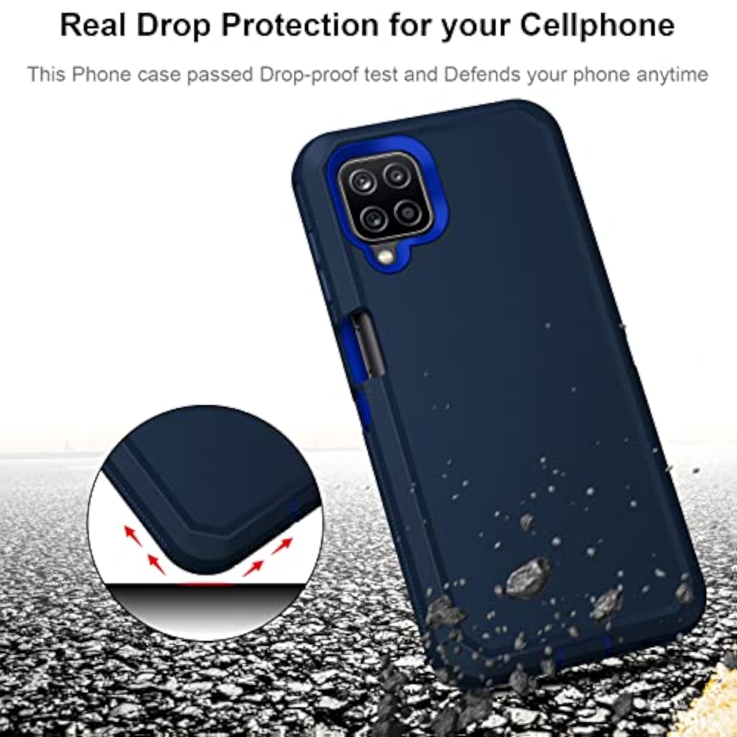 Samsung Galaxy A12 Rugged Dual Layer Shockproof Case Blue