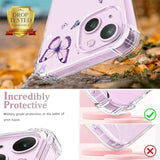 Crystal Clear Protective Phone Case for iPhone 13 and 14 6.1 Inch, Alluring Purple Butterfly Design, Soft Shockproof Clear Phone Cover for Women and Girls