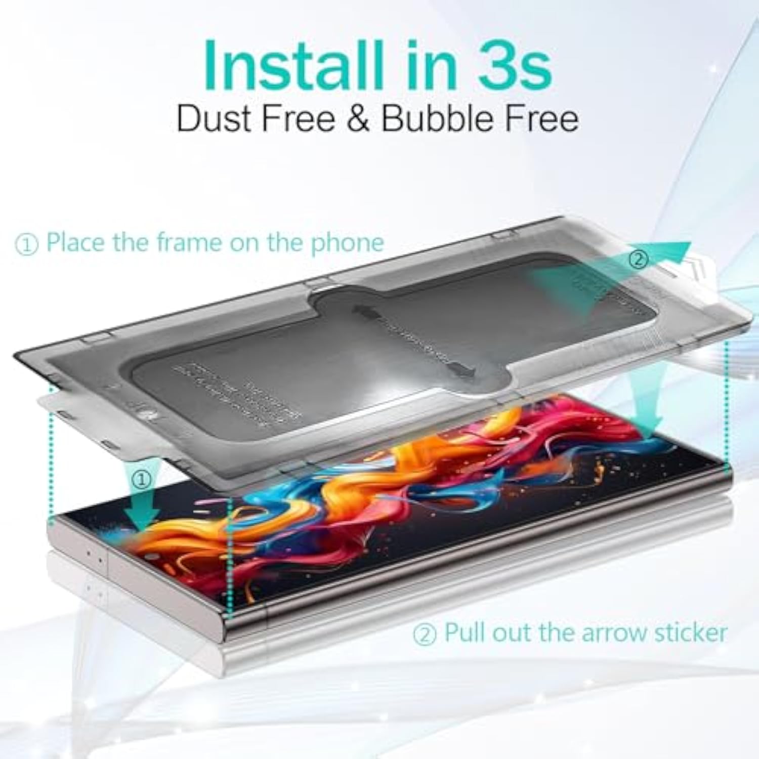 [2 Pack For Samsung Galaxy S24 Plus Privacy Screen Protector With [3S Foolproof Installation Tray], Tempered Glass, [Auto Dustfree], Case Friendly, Anti Scratch, Anti Spy, Bubble Free