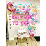 12 Pink Donut Half-Birthday Balloons For Children'S Birthday Party