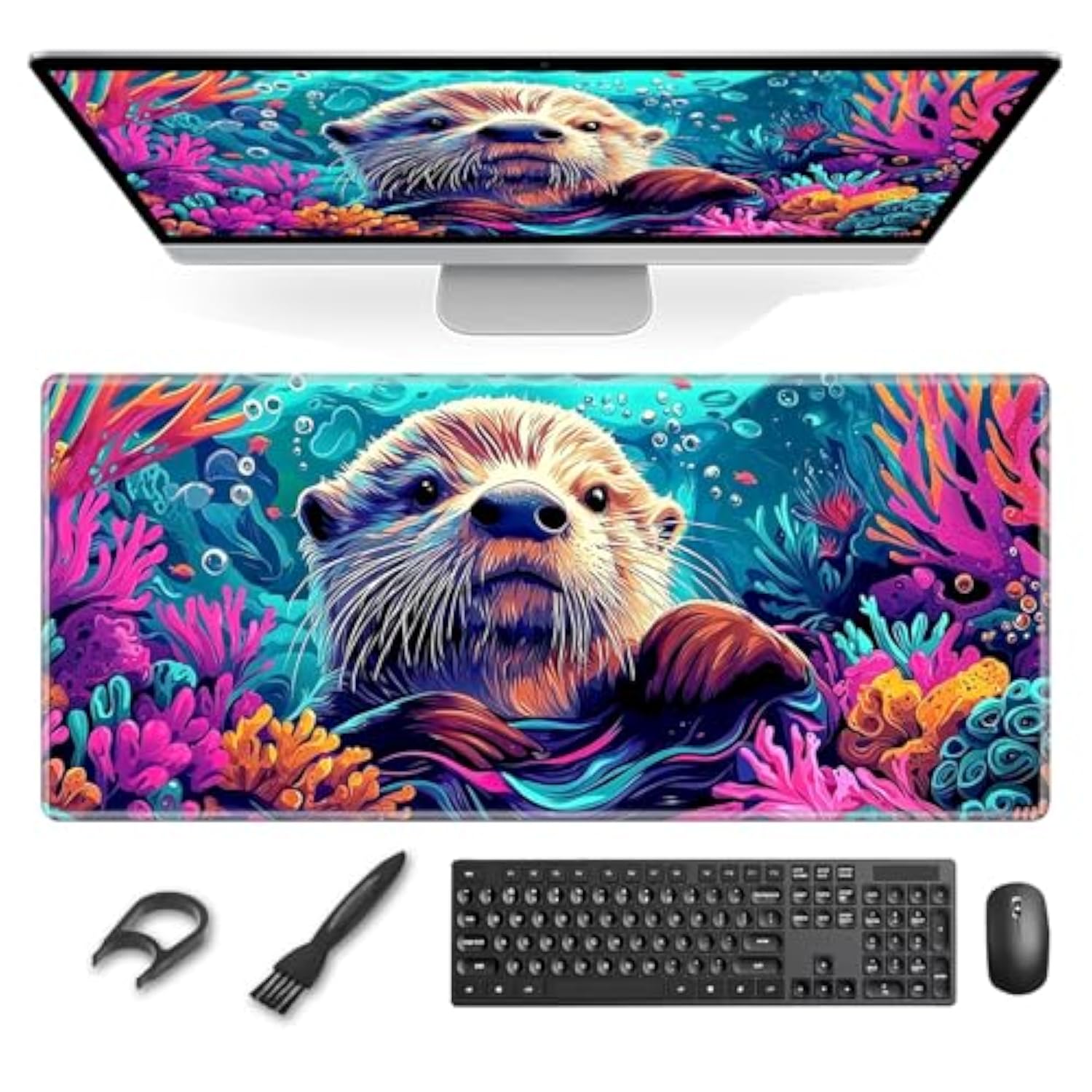 For Gaming Mouse Pad, Cute Otter Mouse Pad For Office And Home Use - Premium Desk Cover Mat Office Desk Accessories And Desk Mat For Keyboard And Mouse