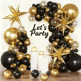 125pcs Black Gold Balloon Arch Kit with Star Balloons for Party & Celebration