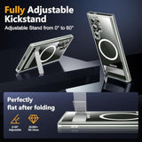 Magnetic For Samsung Galaxy S23 Ultra Case, [3 Stand Ways][ Grade Drop Protection] With Invisible Stand Shockproof Slim Case For Samsung S23 Ultra 6.8", Clear