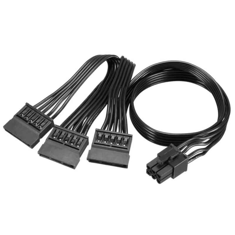 6 Pin Male To 3X 15 Pin Sata Female Hard Drive Power Adapter Cable For Seasoni