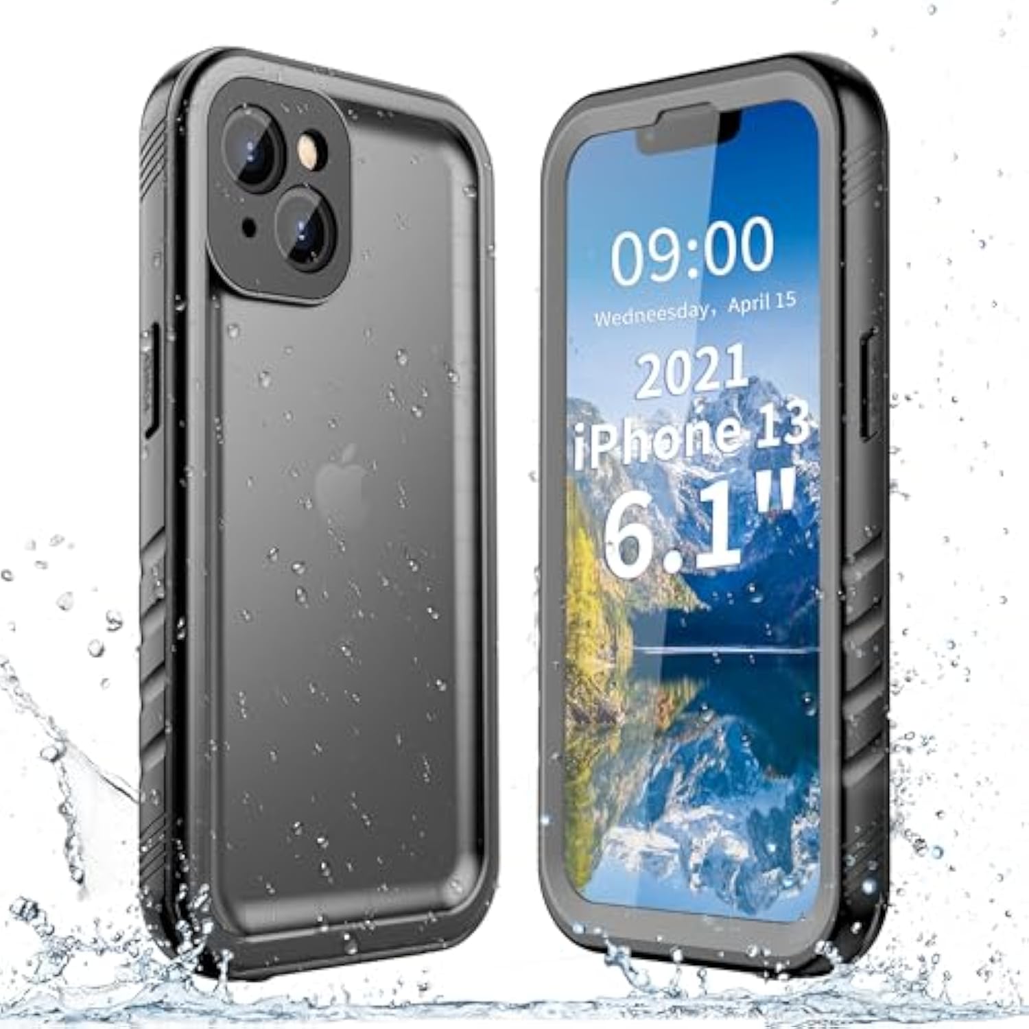 For Iphone 13 Waterproof Case, Built-In Shockproof Dustproof Screen Protector, Ip68 Underwater Full Body Sealed Dropproof Protective Cover For Iphone 13 6.1 Inch (Black)