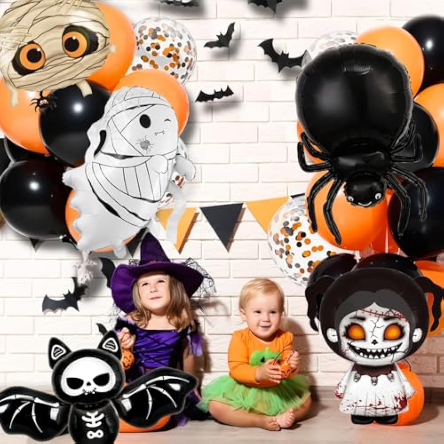 7Pc Halloween Balloons – Mummy, Spider, Bat & Ghost Party Decorations
