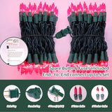 Super-Bright Extendable Pink Christmas Lights Decoration 100Lights 19.6Ft Ul Certified Mini Bulb String Lights Set For Outdoor Christmas Tree Garden Holiday Party Patio Wedding Garland Decor