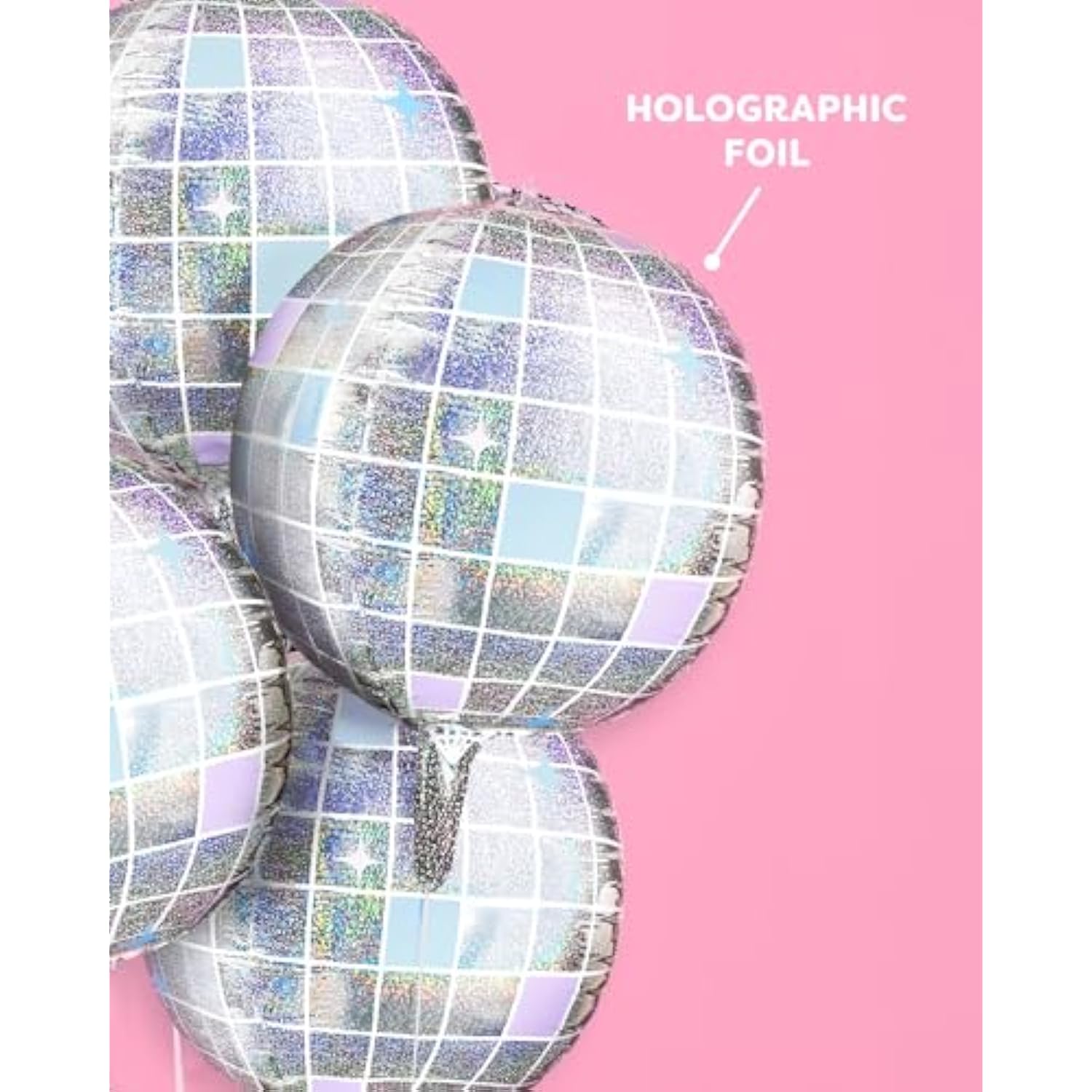 4-pcs 22" Iridescent Disco Ball Balloons for Bachelorette, Birthday, and NYE