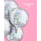 Iridescent Disco Ball Foil Balloons - 4 Pk, 22" | Last Disco Bachelorette Decorations, Groovy Birthday Party Supplies, 70S Baby Shower, Nye, Space Cowboy