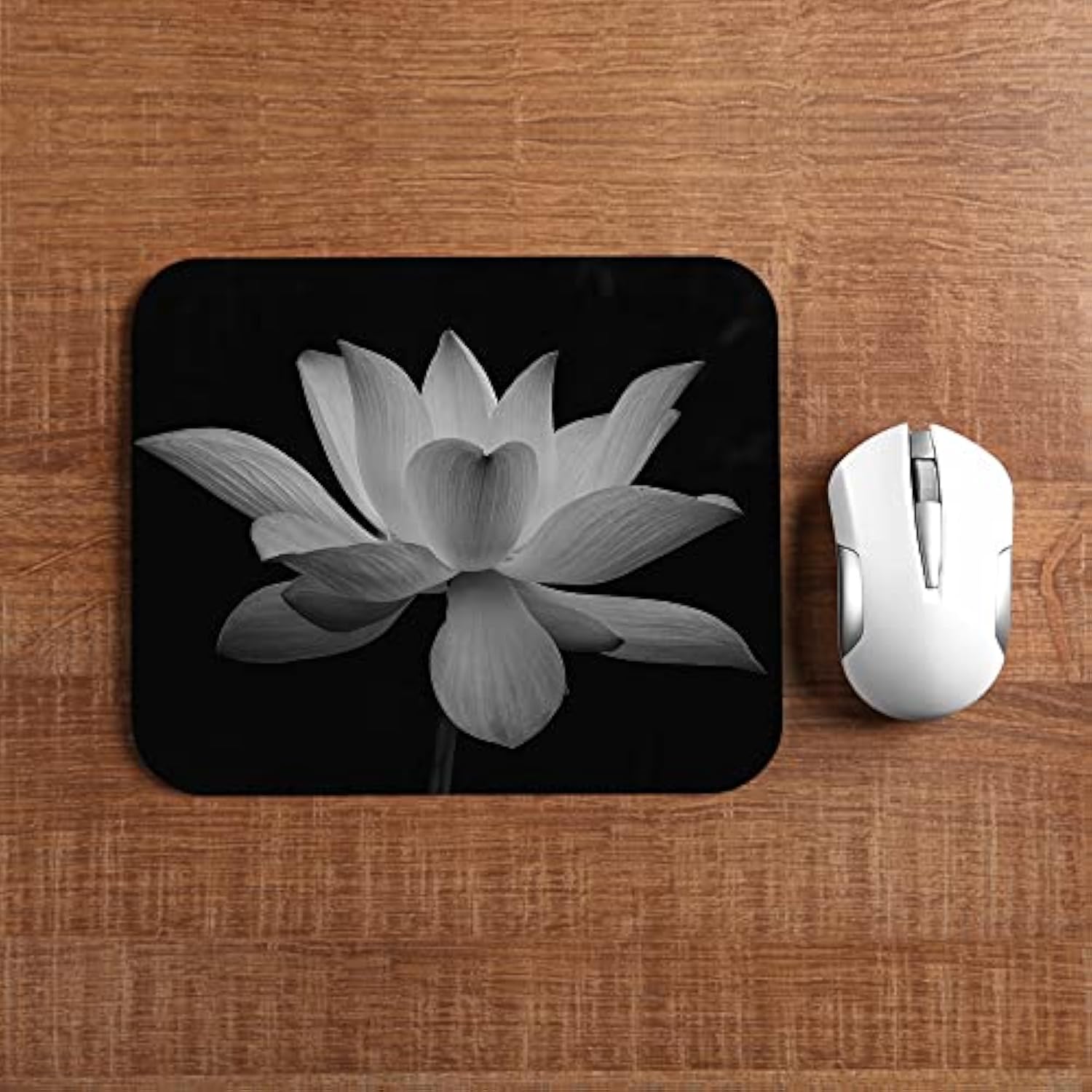 Lotus Square Mousepads Desktop Notebook Mouse Mat Blossom Black And White Lotus Flowers Mouse Pads For Working And Gaming Office Accessories Desk 9.5X7.9 Inch