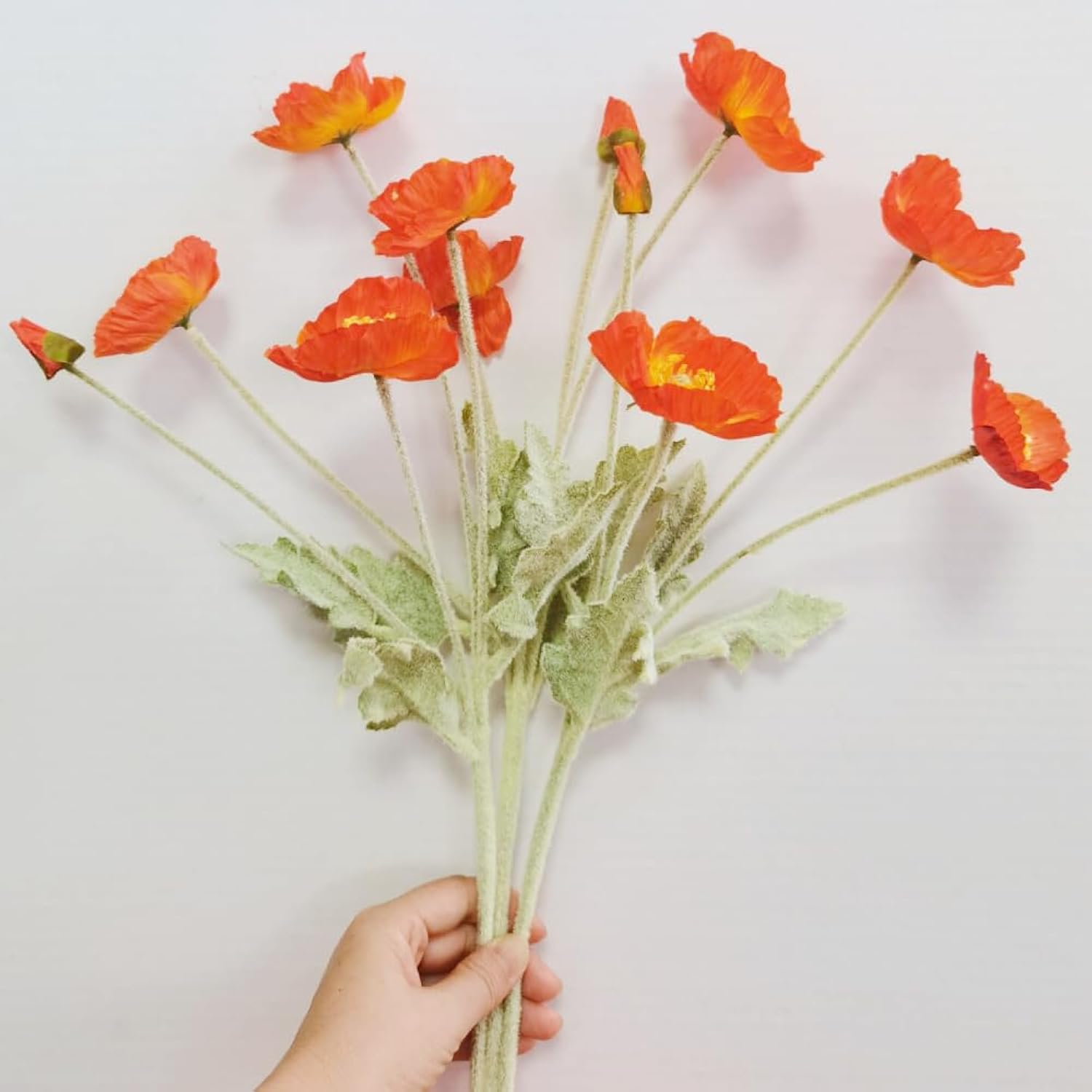 Poppy Flowers Artificial? Poppy Silk Flowers With Stems?Ranunculus Artificial Flowers?Faux Flower Stems For Wedding,Party, Outdoor Indoor Decor Flower Arrangements For Table (3, Orange Red)