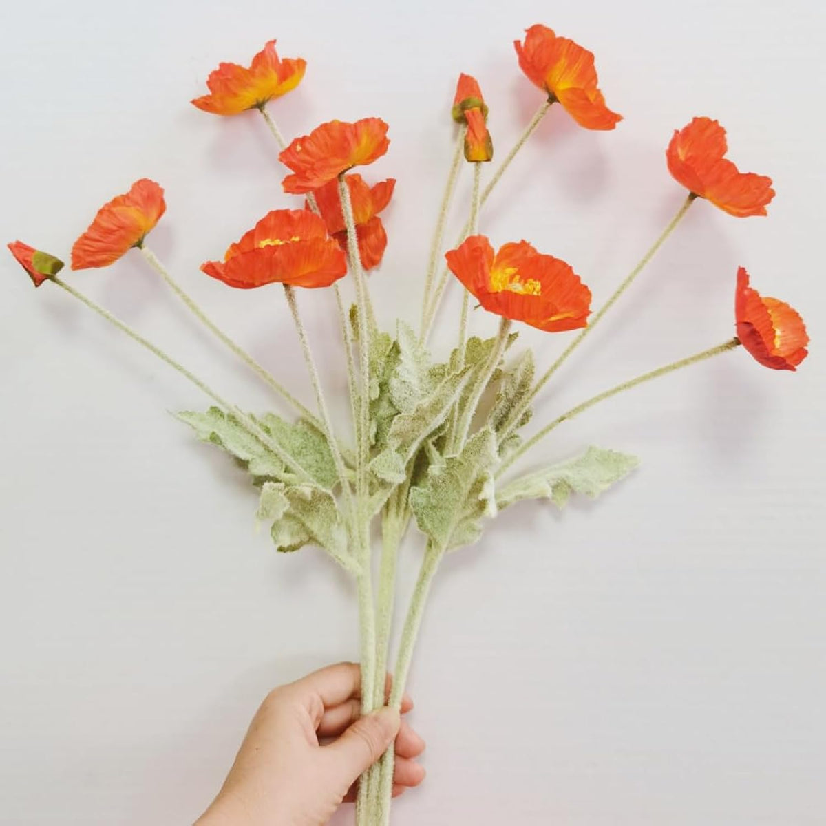 Poppy Flowers Artificial? Poppy Silk Flowers With Stems?Ranunculus Artificial Flowers?Faux Flower Stems For Wedding,Party, Outdoor Indoor Decor Flower Arrangements For Table (3, Orange Red)